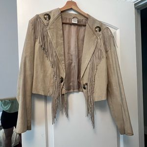 REAL LEATHER light brown suede western jacket with tassel